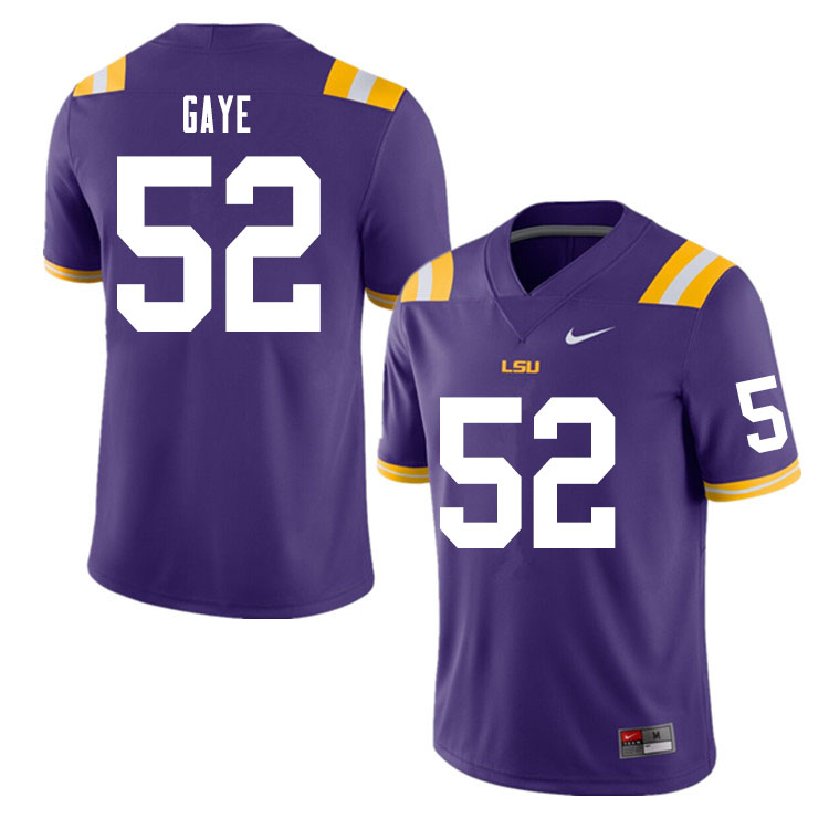 Men #52 Ali Gaye LSU Tigers College Football Jerseys Sale-Purple